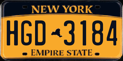 NY license plate HGD3184
