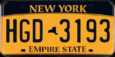 NY license plate HGD3193