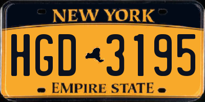 NY license plate HGD3195