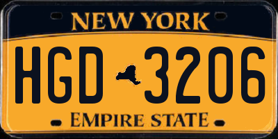 NY license plate HGD3206