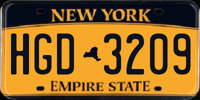 NY license plate HGD3209