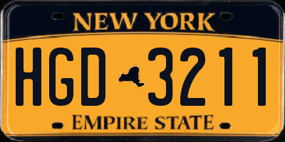 NY license plate HGD3211