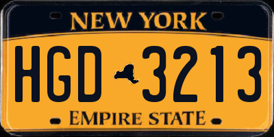 NY license plate HGD3213