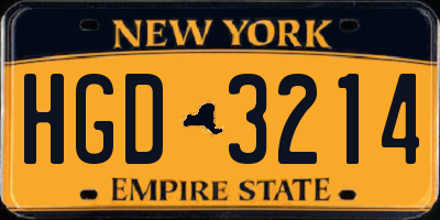 NY license plate HGD3214