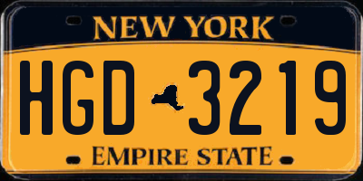 NY license plate HGD3219