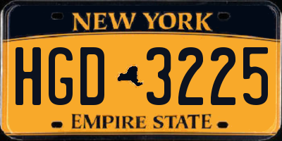 NY license plate HGD3225