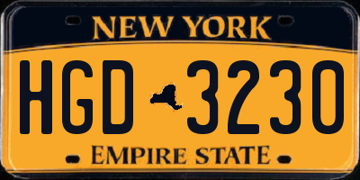 NY license plate HGD3230