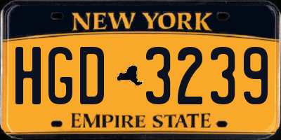 NY license plate HGD3239