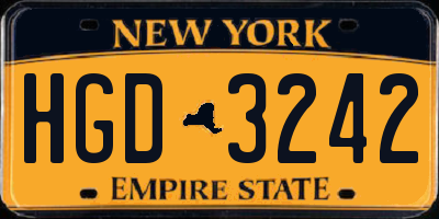 NY license plate HGD3242