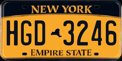 NY license plate HGD3246