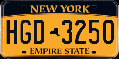 NY license plate HGD3250