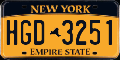 NY license plate HGD3251