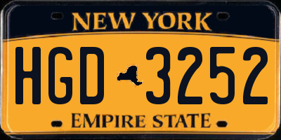 NY license plate HGD3252