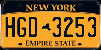 NY license plate HGD3253