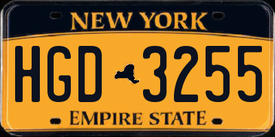 NY license plate HGD3255