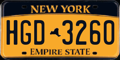NY license plate HGD3260