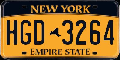 NY license plate HGD3264