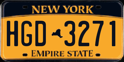 NY license plate HGD3271