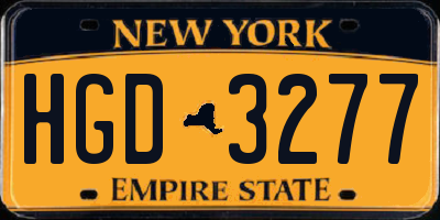 NY license plate HGD3277