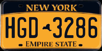 NY license plate HGD3286