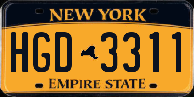 NY license plate HGD3311