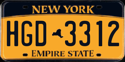 NY license plate HGD3312