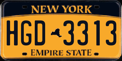 NY license plate HGD3313