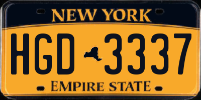 NY license plate HGD3337