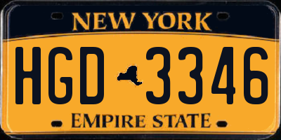 NY license plate HGD3346