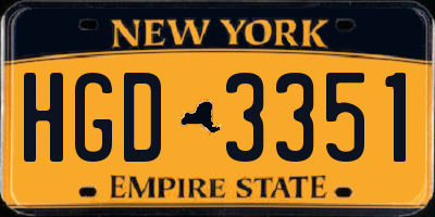 NY license plate HGD3351
