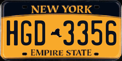 NY license plate HGD3356