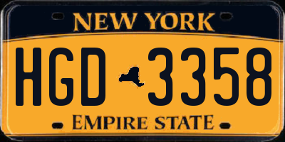 NY license plate HGD3358