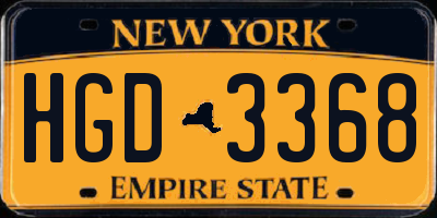 NY license plate HGD3368