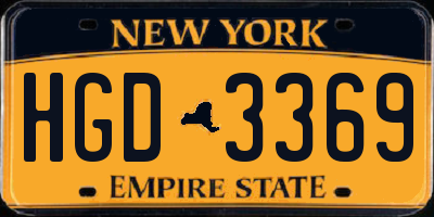 NY license plate HGD3369