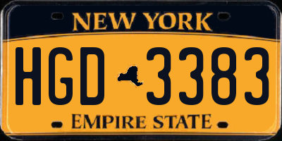 NY license plate HGD3383