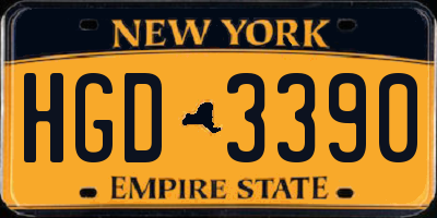 NY license plate HGD3390