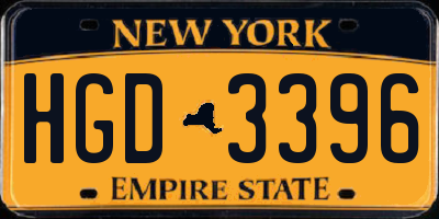 NY license plate HGD3396