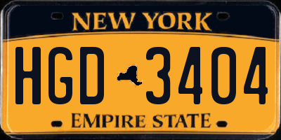 NY license plate HGD3404