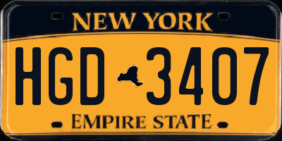 NY license plate HGD3407