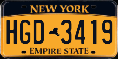 NY license plate HGD3419