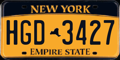 NY license plate HGD3427