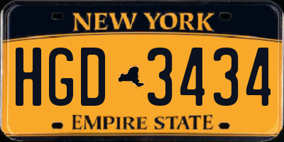 NY license plate HGD3434