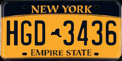 NY license plate HGD3436