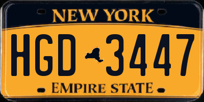 NY license plate HGD3447