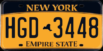 NY license plate HGD3448