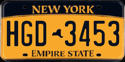 NY license plate HGD3453