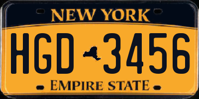 NY license plate HGD3456