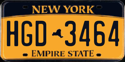 NY license plate HGD3464