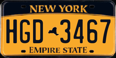 NY license plate HGD3467