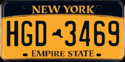 NY license plate HGD3469